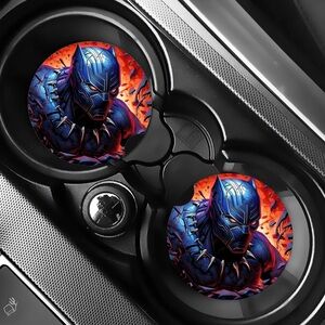 Black Panther Car Coasters Absorbent Set of (2)